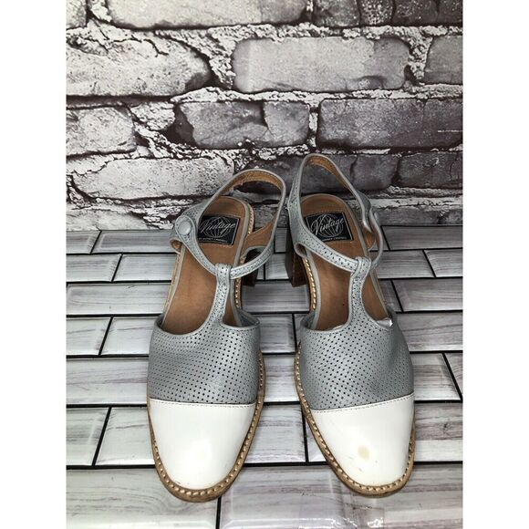 Vintage Jeffrey Campbell White Cap Gray Leather Perforated Sandals Women’s 7M US - Picture 2 of 16